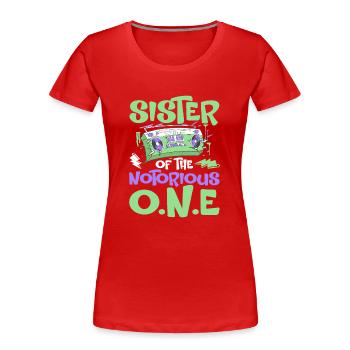Drôle de sœur hip-hop old-school - T-shirt bio Premium Femme - rouge - Devant - Mia (176cm)