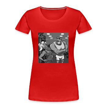 FITNESSSTUDIO - Frauen Premium Bio T-Shirt - Rot - Vorne - Mia (176cm)