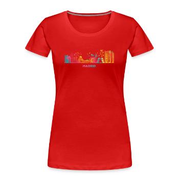 Madrid Skyline Madrid - Frauen Premium Bio T-Shirt - Rot - Vorne - Mia (176cm)