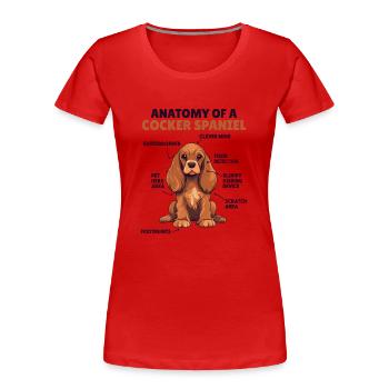 Explication du chien Anatomie d’un cocker Spaniel - T-shirt bio Premium Femme - rouge - Devant - Mia (176cm)