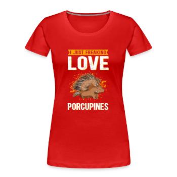 Stachelschwein Stachelschweine Geschenk - Frauen Premium Bio T-Shirt - Rot - Vorne - Mia (176cm)