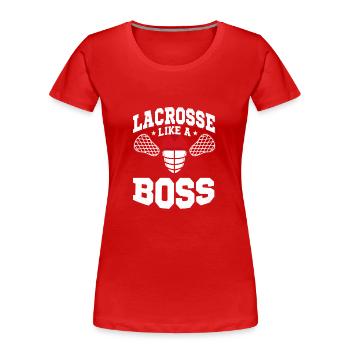 La crosse comme une équipe de joueurs - T-shirt bio Premium Femme - rouge - Devant - Mia (176cm)