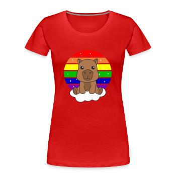 Capybara bunter Regenbogen für Kinder süßes Tier - Frauen Premium Bio T-Shirt - Rot - Vorne - Mia (176cm)