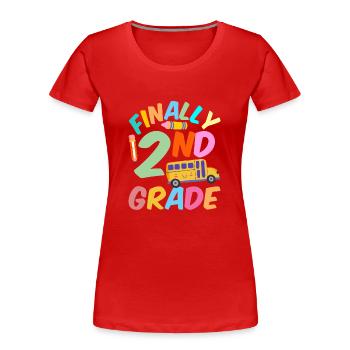Enfin Enseignant de deuxième année École de deuxième année - T-shirt bio Premium Femme - rouge - Devant - Mia (176cm)