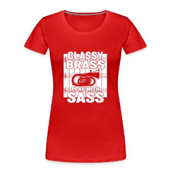 Jeu de cuivres chic avec le barytonne Sass - T-shirt bio Premium Femme - rouge - Devant - Mia (176cm)