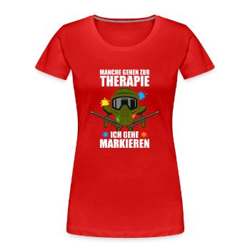 Markieren Gotcha Paintballspieler Paintball - Frauen Premium Bio T-Shirt - Rot - Vorne - Mia (176cm)