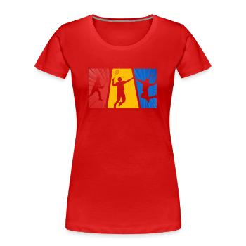 Federball Badminton Badmintonspieler - Frauen Premium Bio T-Shirt - Rot - Vorne - Mia (176cm)