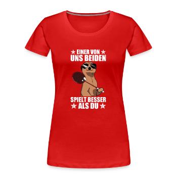 Einer von uns Federball Badminton Badmintonspieler - Frauen Premium Bio T-Shirt - Rot - Vorne - Mia (176cm)