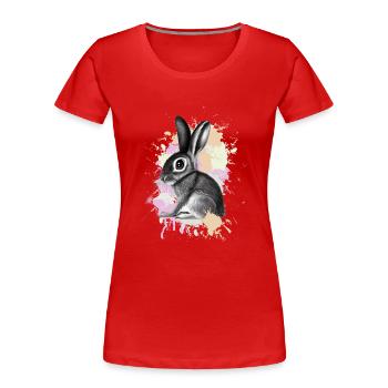 Hase Kaninchen - Frauen Premium Bio T-Shirt - Rot - Vorne - Mia (176cm)