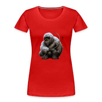Yeti mit Pfeil und Bogen - Frauen Premium Bio T-Shirt - Rot - Vorne - Mia (176cm)