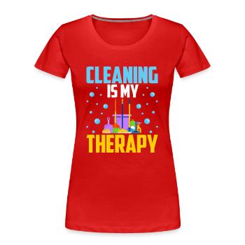 Cleaning Is My Therapy - Frauen Premium Bio T-Shirt - Rot - Vorne - Mia (176cm)