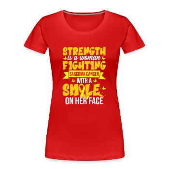 Strenght est une femme qui lutte contre le cancer du sarcome - T-shirt bio Premium Femme - rouge - Devant - Mia (176cm)