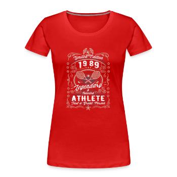 Vintage 1989 Tennis Birthday Gift Hobby - Women's Premium Organic T-Shirt - red - Front - Mia (176cm)