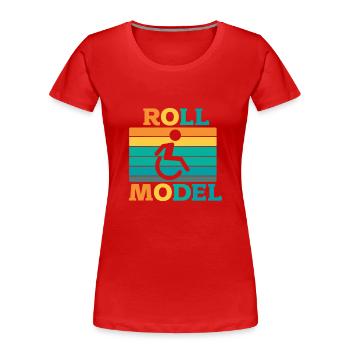 Rollstuhl - Frauen Premium Bio T-Shirt - Rot - Vorne - Mia (176cm)