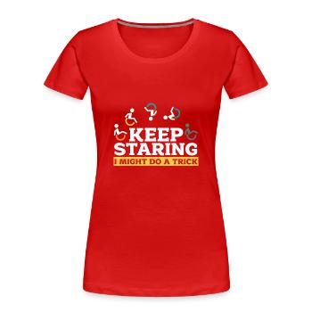 Rollstuhl - Frauen Premium Bio T-Shirt - Rot - Vorne - Mia (176cm)