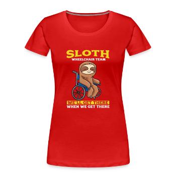 Rollstuhl - Frauen Premium Bio T-Shirt - Rot - Vorne - Mia (176cm)