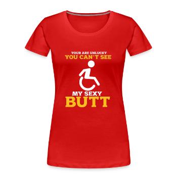 Rollstuhl - Frauen Premium Bio T-Shirt - Rot - Vorne - Mia (176cm)