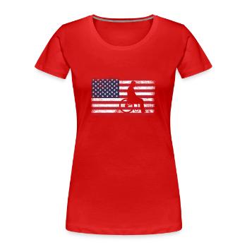 Rollstuhl - Frauen Premium Bio T-Shirt - Rot - Vorne - Mia (176cm)