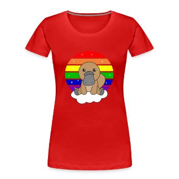 Schnabeltier bunter Regenbogen für Kinder - Frauen Premium Bio T-Shirt - Rot - Vorne - Mia (176cm)