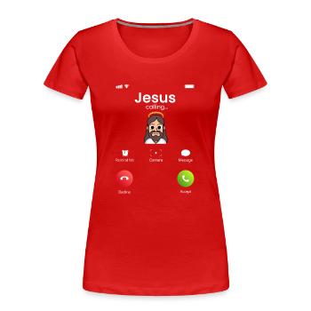 Jesus calls - Women's Premium Organic T-Shirt - red - Front - Mia (176cm)