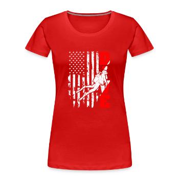 Plongée drapeau américain Plongée US Patriot - T-shirt bio Premium Femme - rouge - Devant - Mia (176cm)