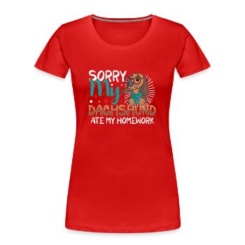 Dog Dachshund Pet Dog Lover Puppy Dachshund Dog - Frauen Premium Bio T-Shirt - Rot - Vorne - Mia (176cm)