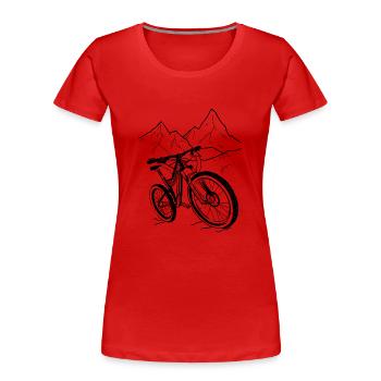 MTB Bicycle Mountain Bike Cycling Mountain Bikers - Women's Premium Organic T-Shirt - red - Front - Mia (176cm)