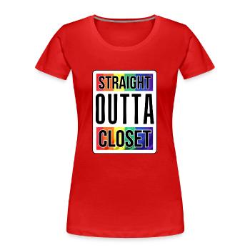 Einfach aus dem Schrank während der Pride Week - Frauen Premium Bio T-Shirt - Rot - Vorne - Mia (176cm)