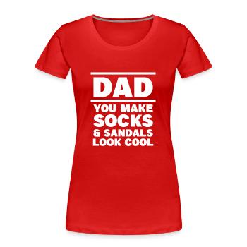 Père Chaussettes & Sandales Drôle de paternité Papa - T-shirt bio Premium Femme - rouge - Devant - Mia (176cm)
