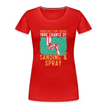 Ich kann nicht, ich habe Pläne in der Kabine Karos - Frauen Premium Bio T-Shirt - Rot - Vorne - Mia (176cm)
