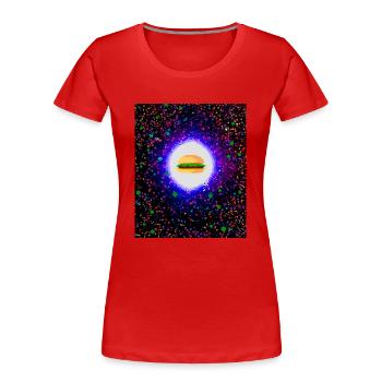 Burger in Heaven - Frauen Premium Bio T-Shirt - Rot - Vorne - Mia (176cm)