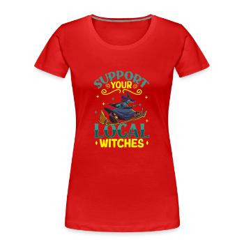 Hexe Okkult Gothic Dunkel Satanisch Unheilige - Frauen Premium Bio T-Shirt - Rot - Vorne - Mia (176cm)