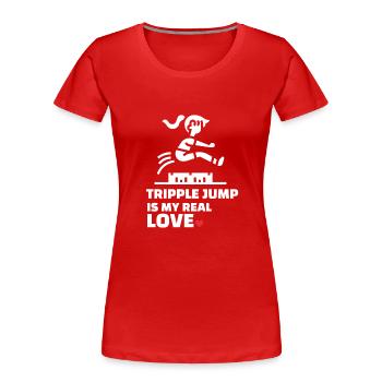 J’adore le triple saut - T-shirt bio Premium Femme - rouge - Devant - Mia (176cm)