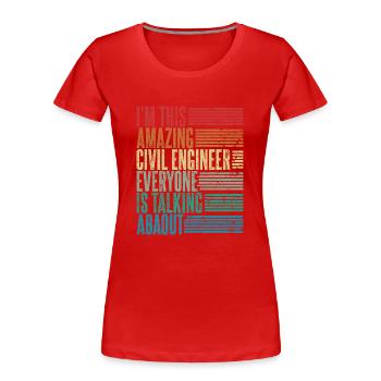 Vintage Ingénieur Civil Ingénieur Civil Cadeau Rétro - T-shirt bio Premium Femme - rouge - Devant - Mia (176cm)