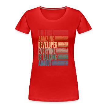 Vintage Développeur Développeur Cadeau Rétro - T-shirt bio Premium Femme - rouge - Devant - Mia (176cm)