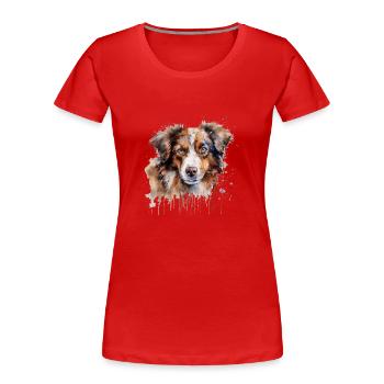 Australian Shepherd - Frauen Premium Bio T-Shirt - Rot - Vorne - Mia (176cm)