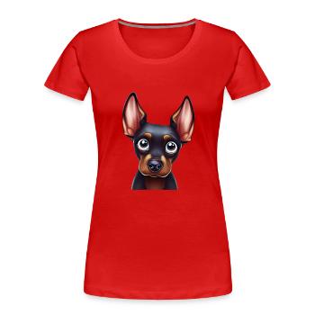Art ludique Doberman Pinscher - T-shirt bio Premium Femme - rouge - Devant - Mia (176cm)