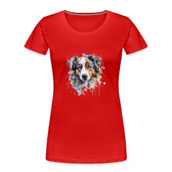 Australian Shepherd - Frauen Premium Bio T-Shirt - Rot - Vorne - Mia (176cm)
