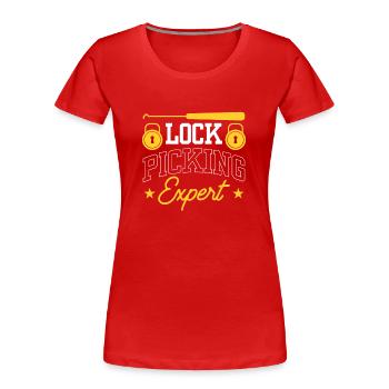 Lockpicking Expert Lock Picking Cracking Lock - T-shirt bio Premium Femme - rouge - Devant - Mia (176cm)