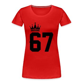 67 - Women's Premium Organic T-Shirt - red - Front - Mia (176cm)