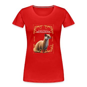 Mangoustes Mangoustes Suricates - T-shirt bio Premium Femme - rouge - Devant - Mia (176cm)