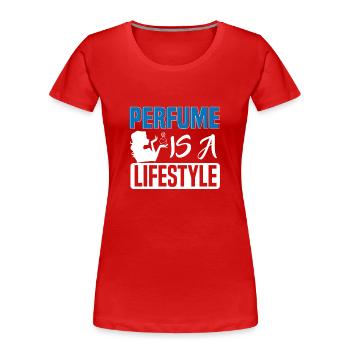Parfüm Fragrance Perfüm Perfume Parfum Duft - Frauen Premium Bio T-Shirt - Rot - Vorne - Mia (176cm)