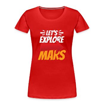 Explorons l’espace de la planète astronaute martienne - T-shirt bio Premium Femme - rouge - Devant - Mia (176cm)