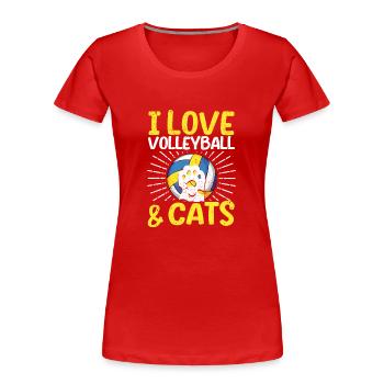 Ich liebe Volleyball und Katzen Kitty Workout - Frauen Premium Bio T-Shirt - Rot - Vorne - Mia (176cm)