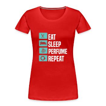 Parfüm Fragrance Perfüm Perfume Parfum Duft - Frauen Premium Bio T-Shirt - Rot - Vorne - Mia (176cm)