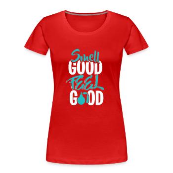 Parfüm Fragrance Perfüm Perfume Parfum Duft - Frauen Premium Bio T-Shirt - Rot - Vorne - Mia (176cm)
