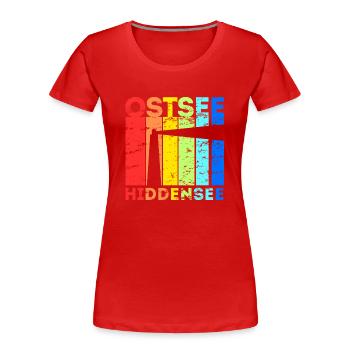 Hiddensee Insel Ostsee Leuchtturm Urlaub Idee - Frauen Premium Bio T-Shirt - Rot - Vorne - Mia (176cm)