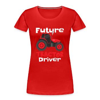 Futur conducteur de tracteur - T-shirt bio Premium Femme - rouge - Devant - Mia (176cm)