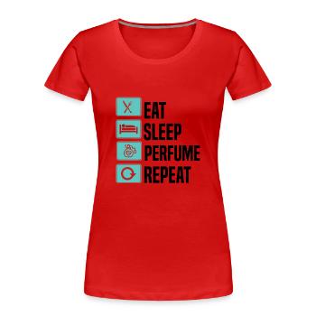 Parfüm Fragrance Perfüm Perfume Parfum Duft - Frauen Premium Bio T-Shirt - Rot - Vorne - Mia (176cm)