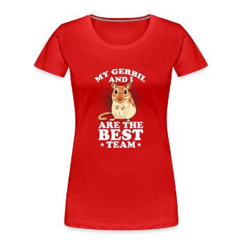 Gerbille - T-shirt bio Premium Femme - rouge - Devant - Mia (176cm)